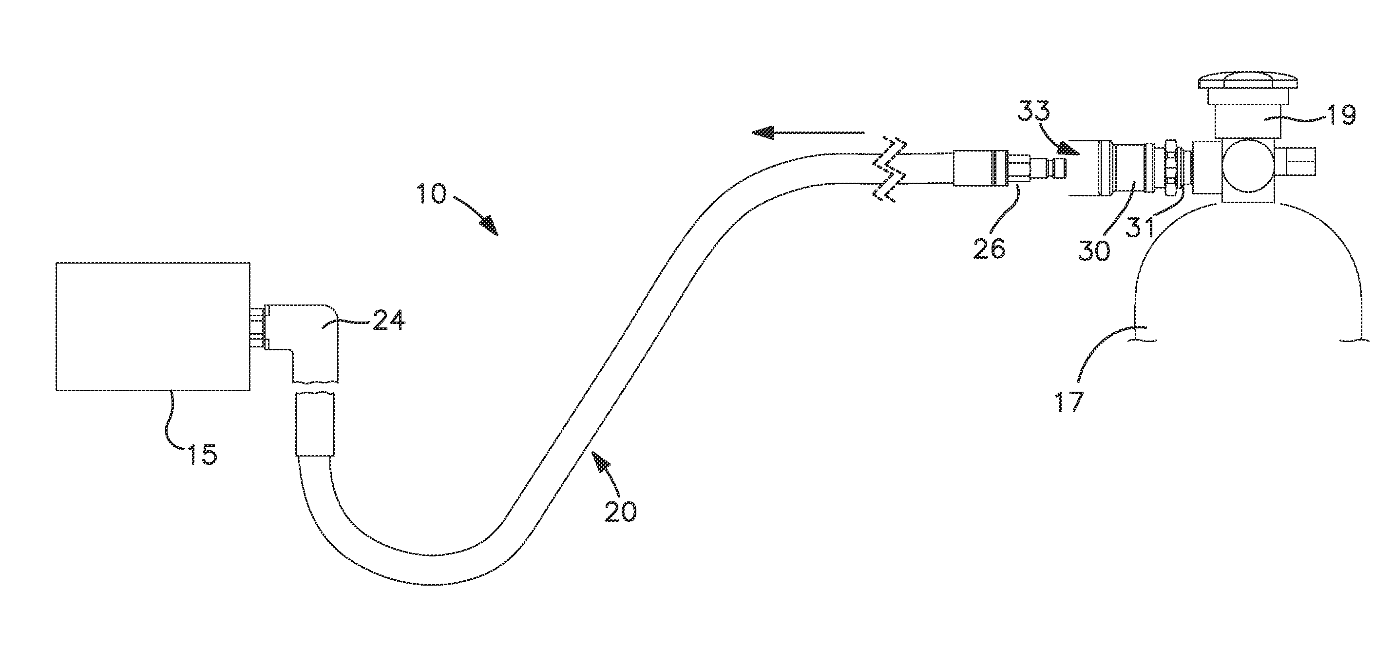 Connector assembly for medical gas applications