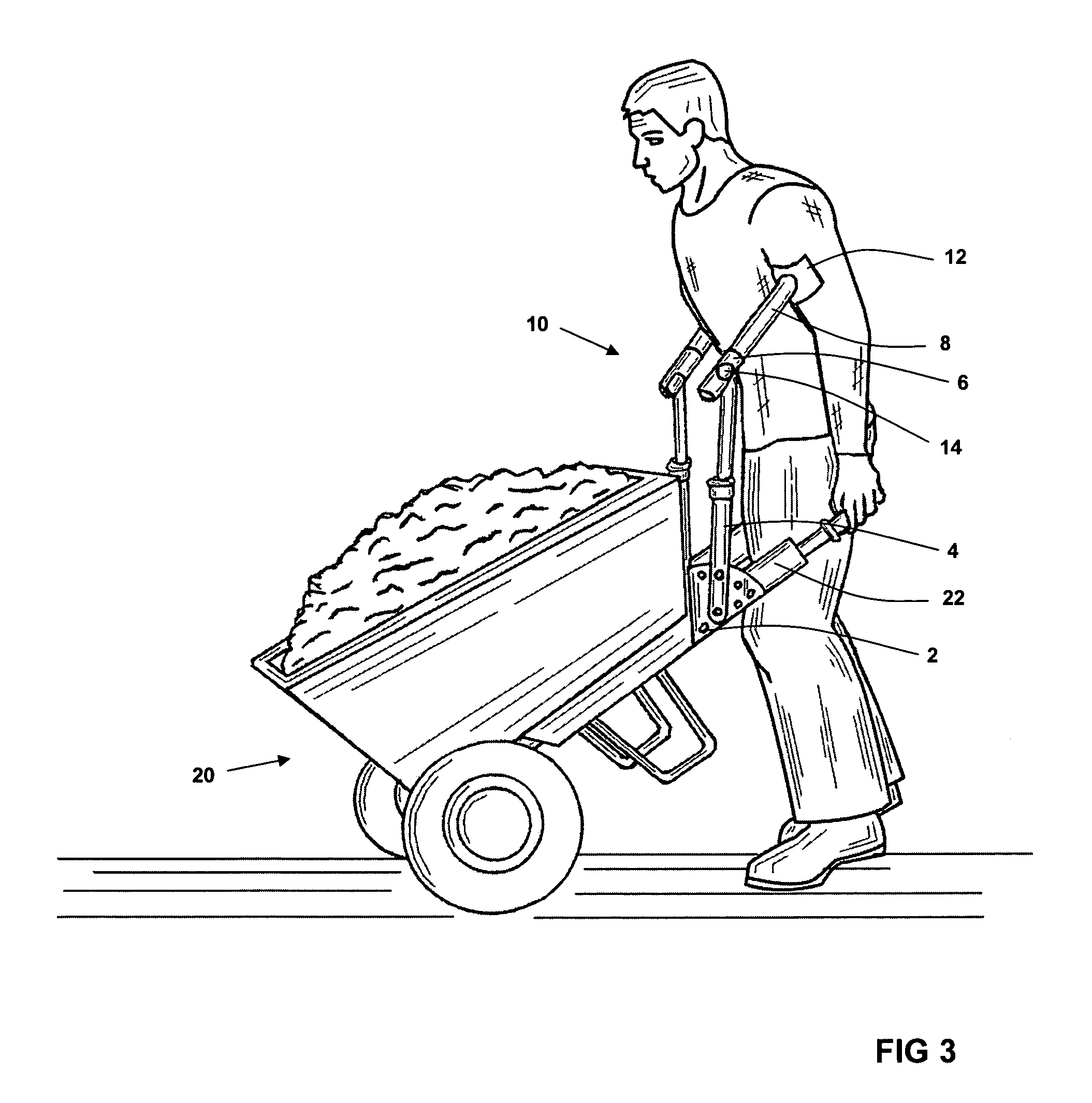 Apparatus for assisting in pushing a wheelbarrow