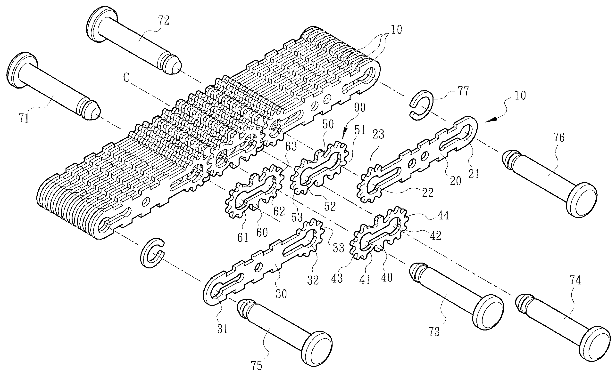 Multi-segment rotary shaft structure