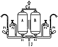 Double-filter-element automatic mutual water purification and backwashing type seawater desalination method and device