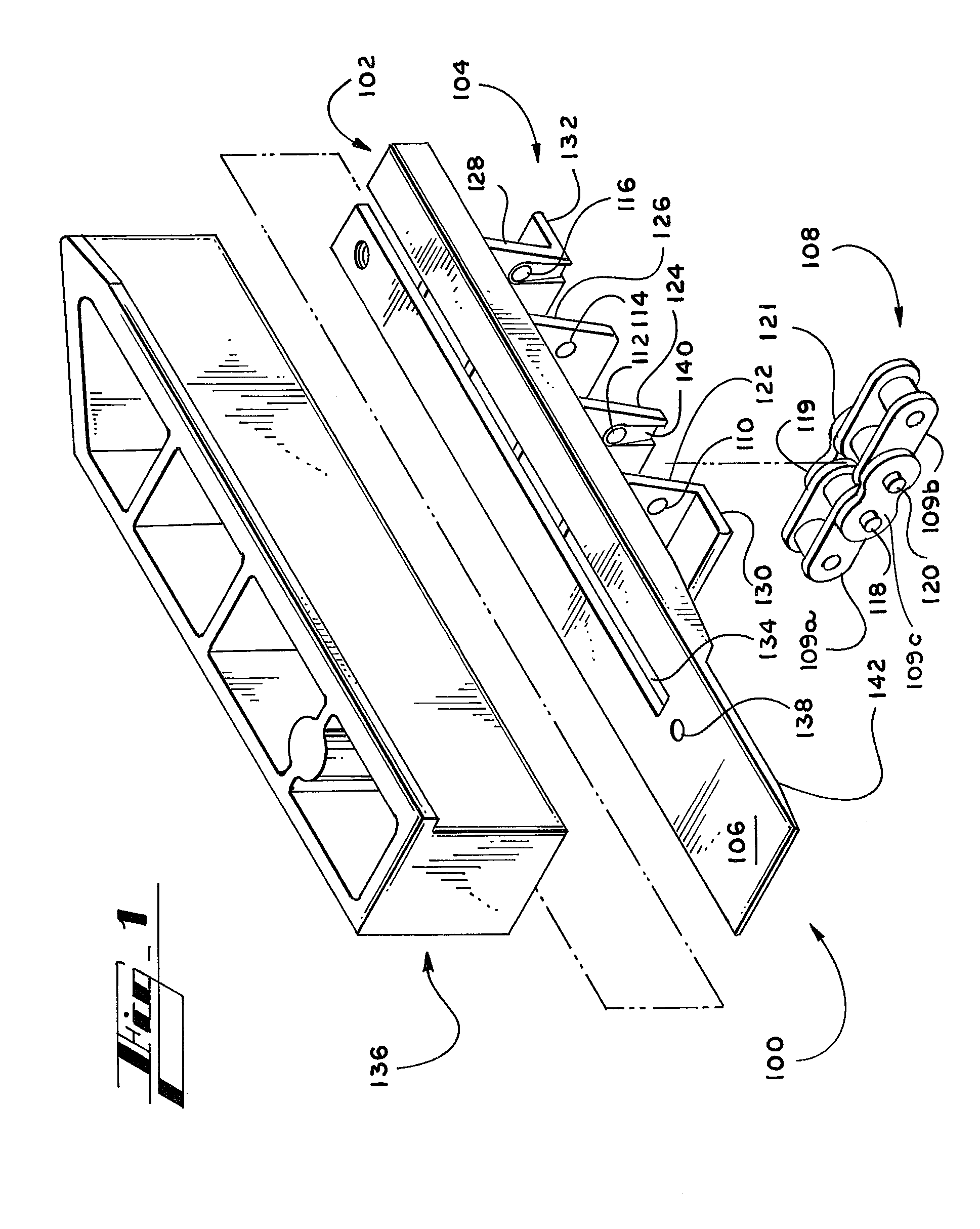 Stablized guided conveyor belt with multiple base chains and interchangeable conveyor plates