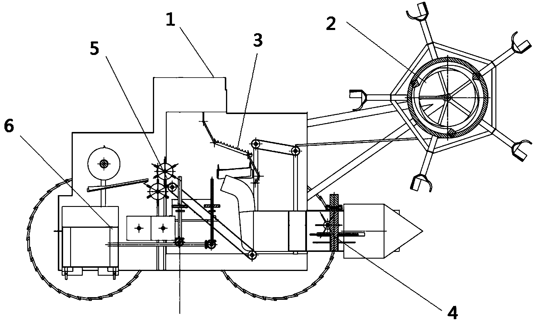 Comb tooth type ricinus communis combine harvester with fruit picking and straw fixed length fixed quantity and bundling functions