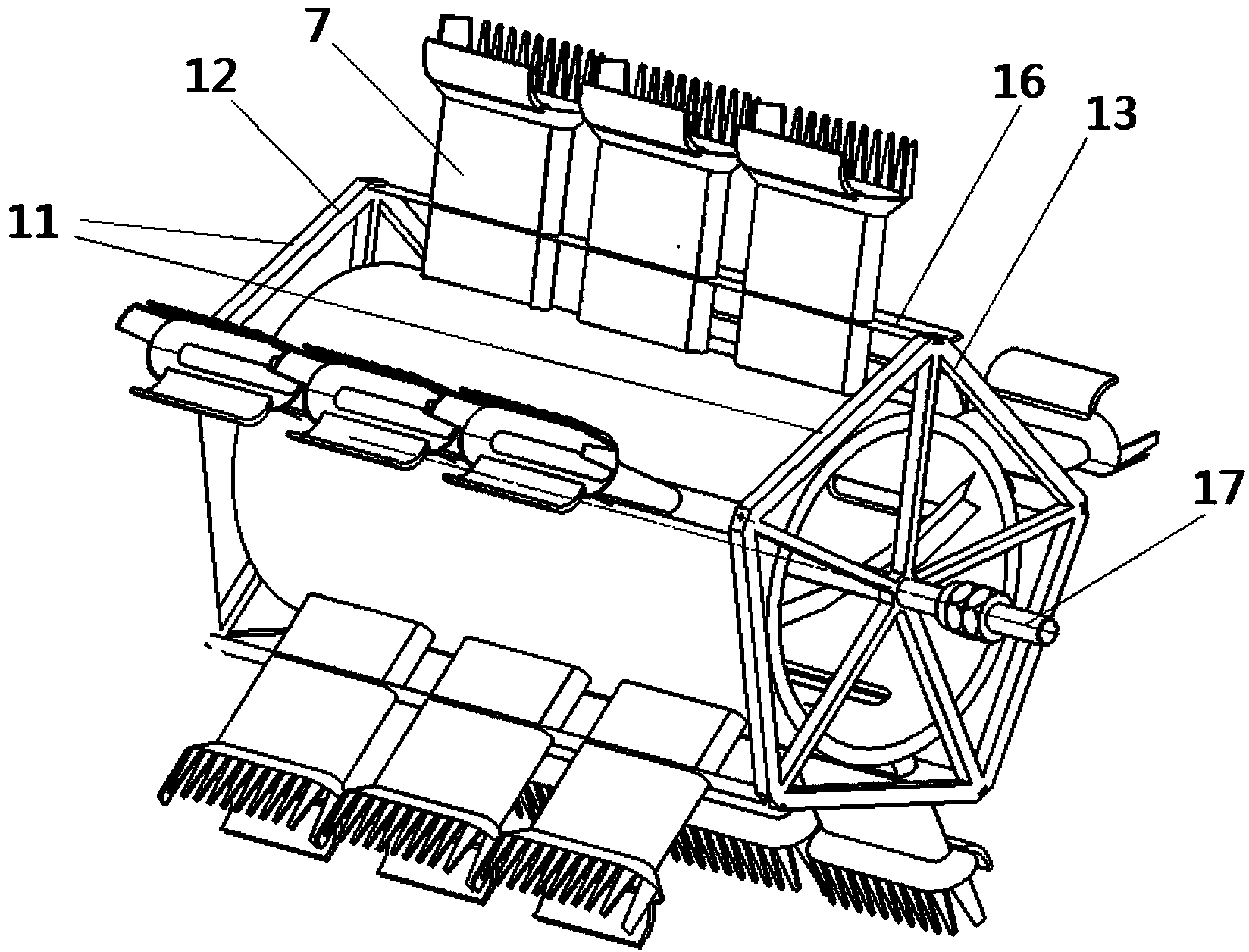 Comb tooth type ricinus communis combine harvester with fruit picking and straw fixed length fixed quantity and bundling functions