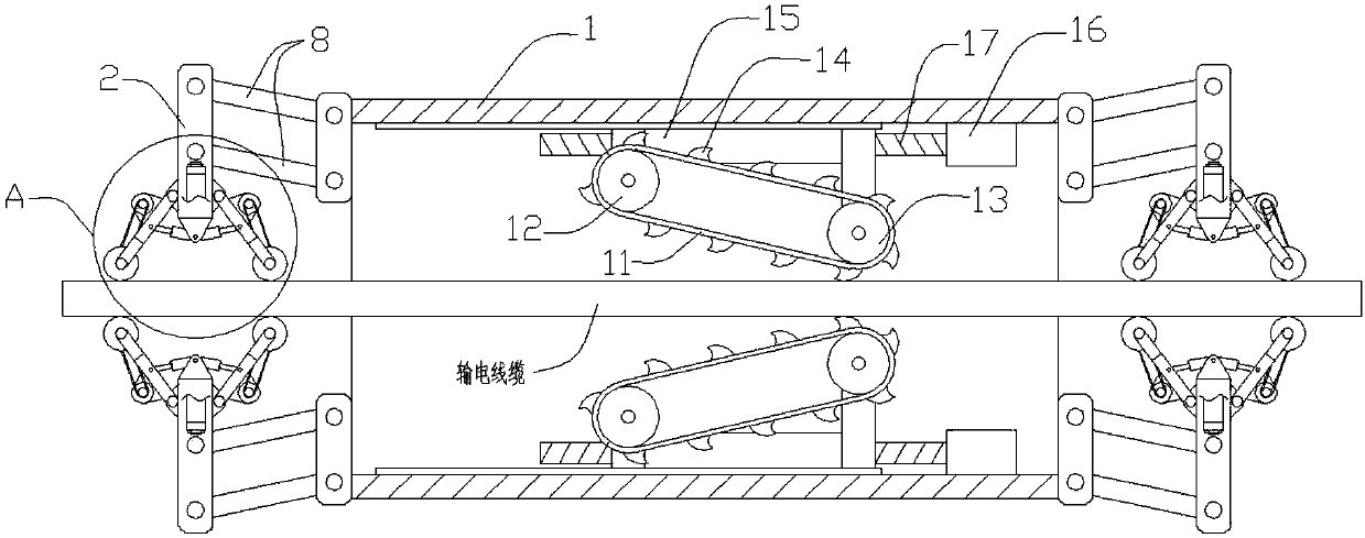 Independently suspended cable cleaning device