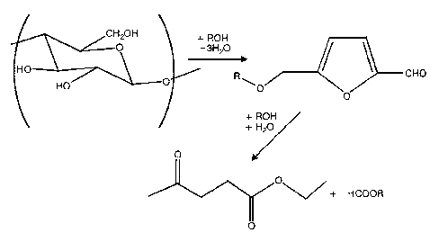 Direct transformation process of ethyl levulinate by hydrolysis of cellulose materials