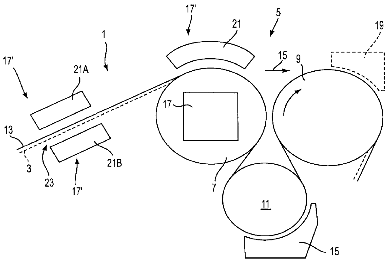 Machine and process for manufacturing or treating a material web