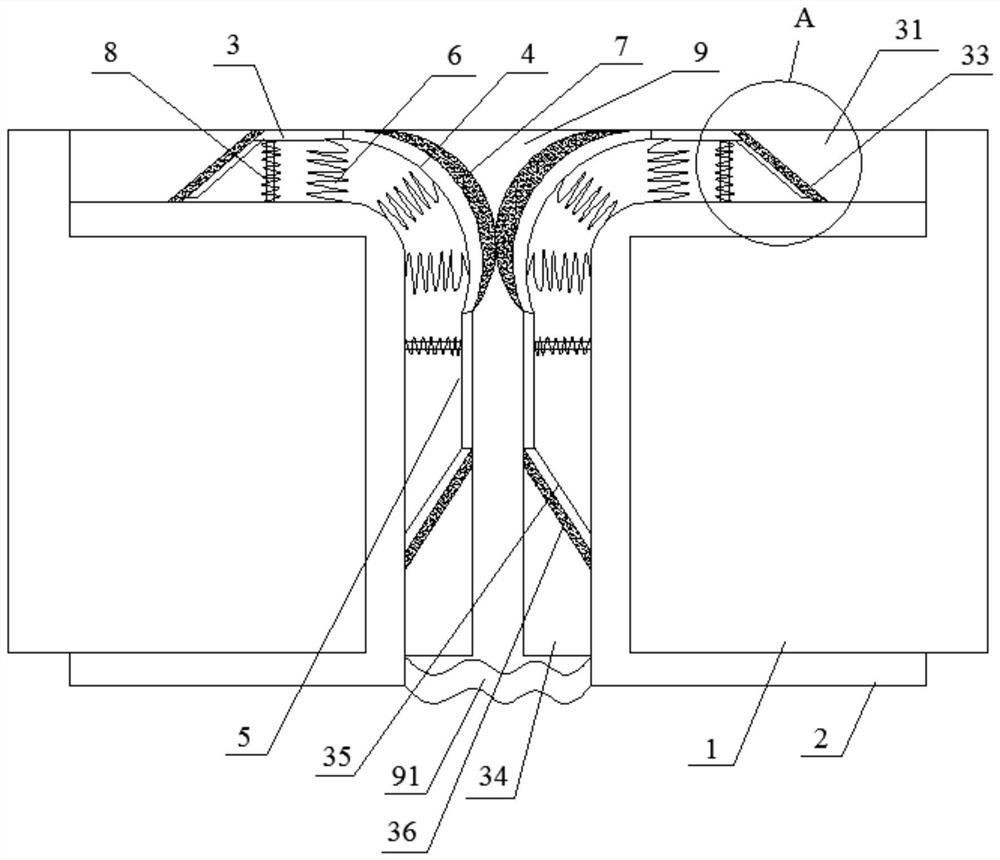 A bridge shock-absorbing expansion joint device that can be automatically closed