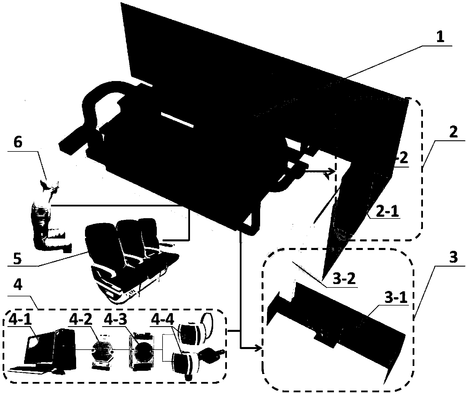 Semi-transparent simulation experiment platform of large passenger plane cabin environment