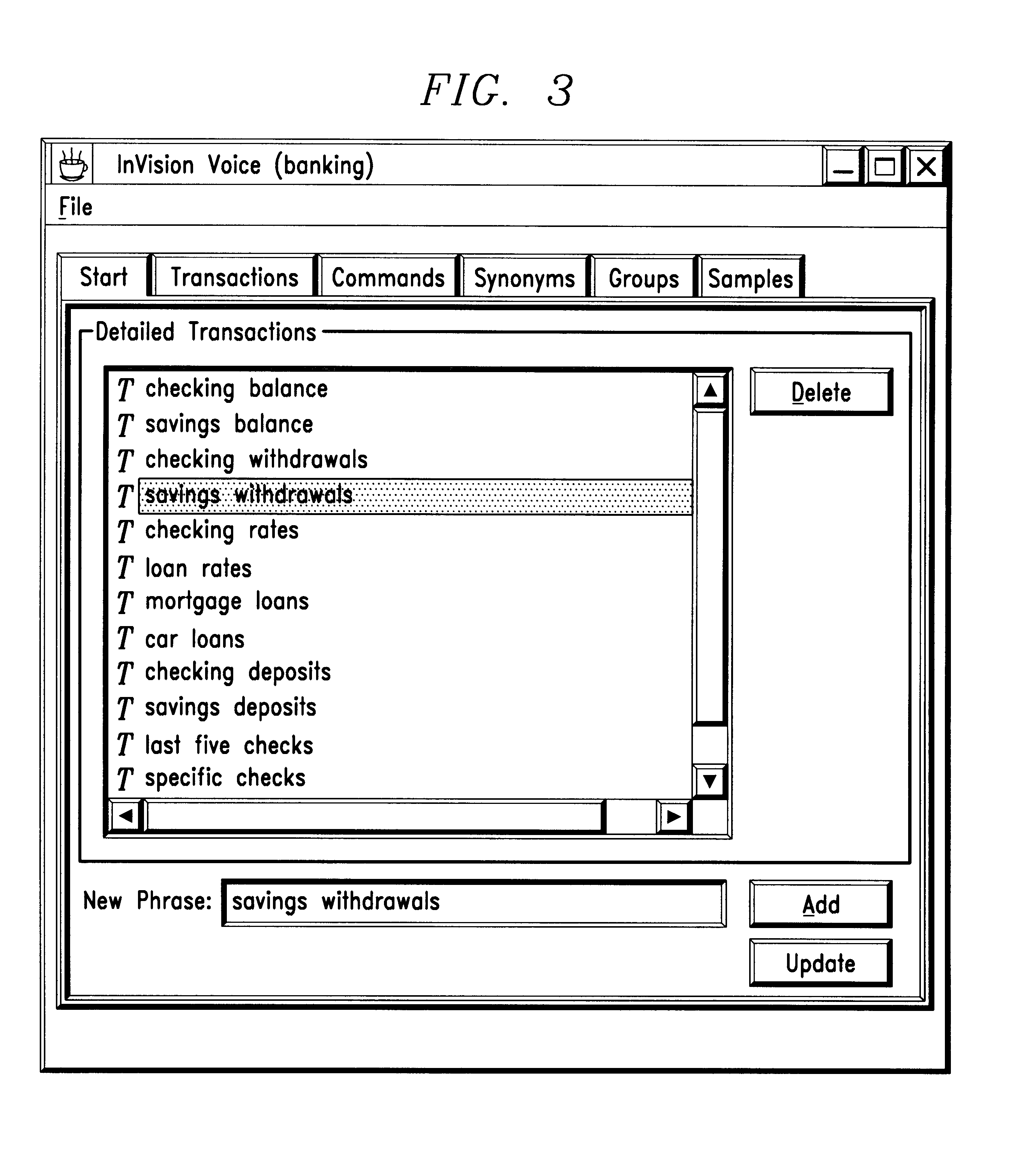 System and method to facilitate speech enabled user interfaces by prompting with possible transaction phrases