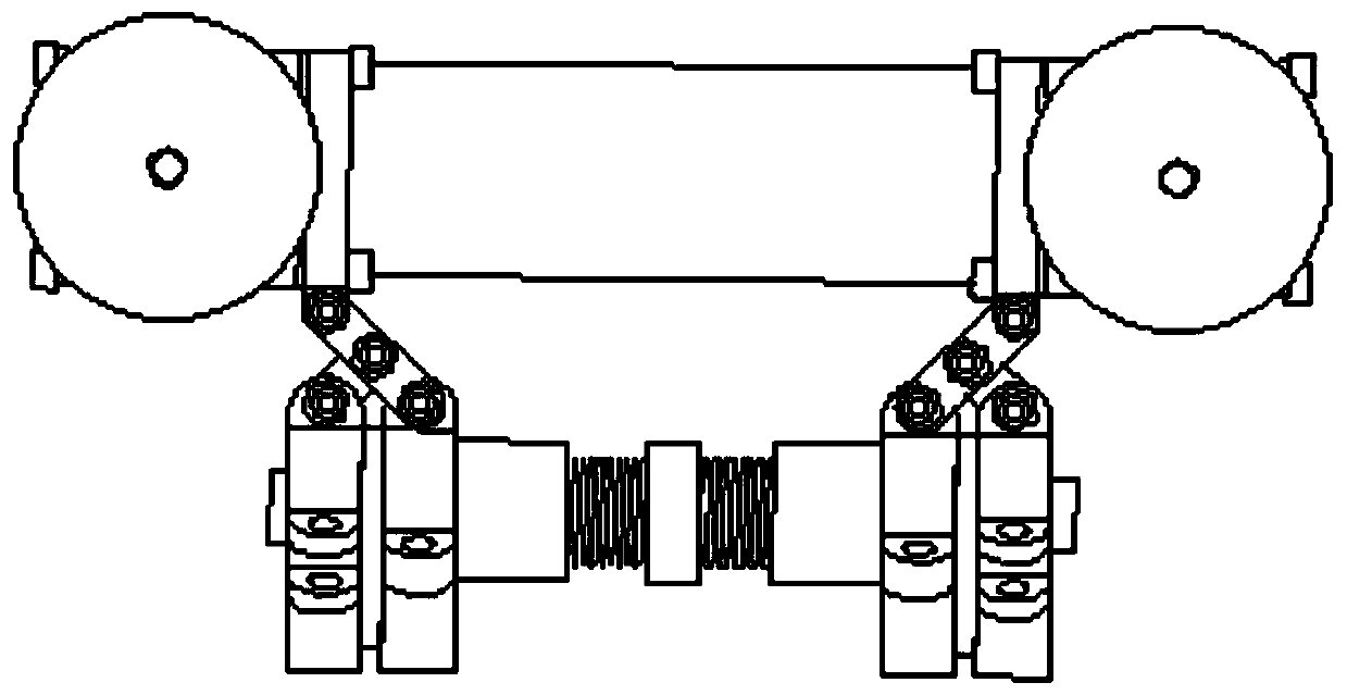 An asymmetric variable-diameter wheeled waterproof pipeline robot