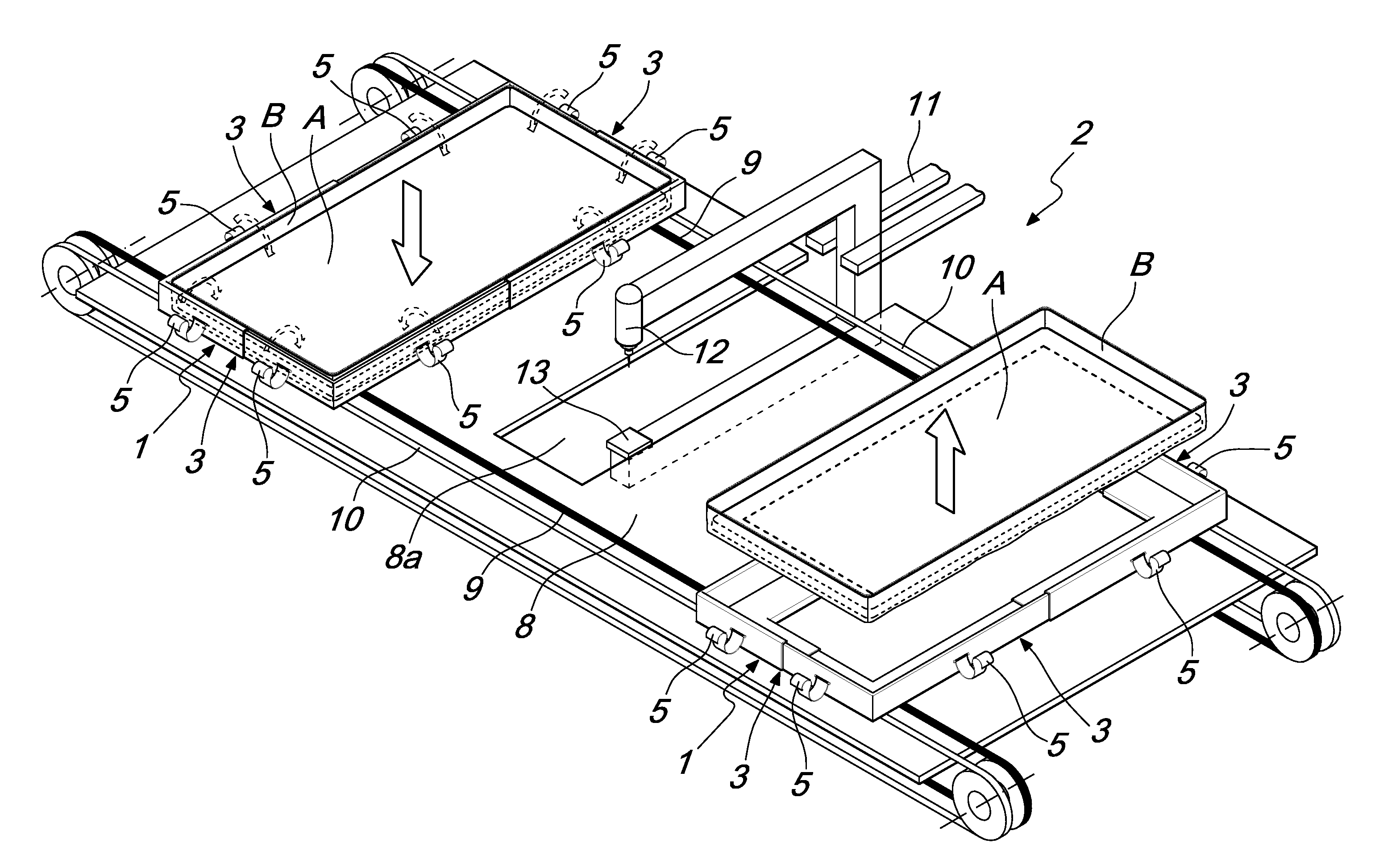 Frame for sewing upper pillows on covering shells for mattresses, machine for sewing upper pillows on covering shells for mattresses, and method of sewing upper pillows on covering shells for mattresses