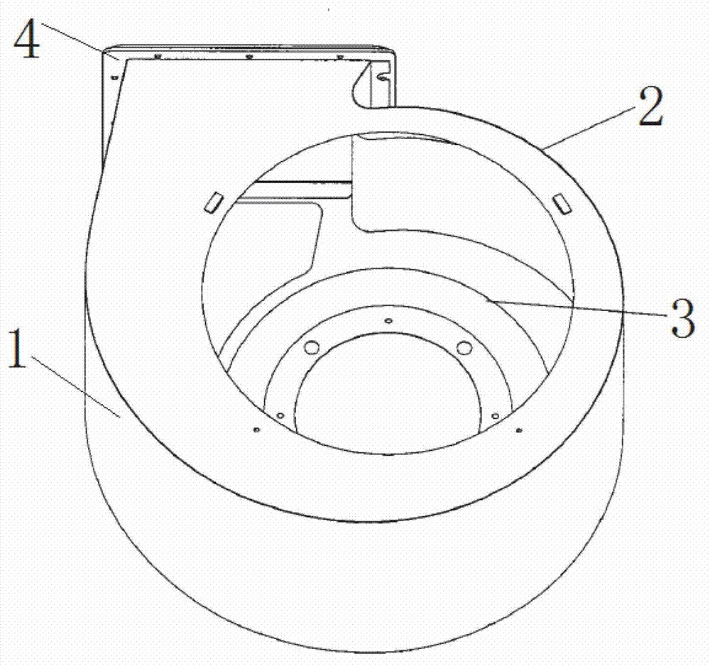 Welding processing device and welding method of extractor hood volute