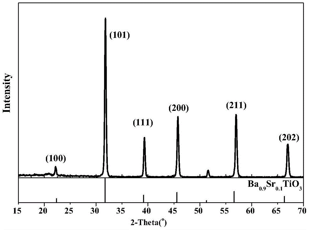 Preparation method of Ba(0.9-x)Sr0.1MgxTiO3 temperature-stable lead-free ceramic