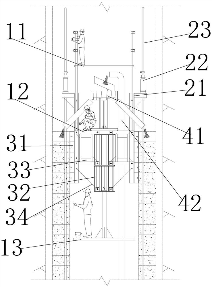 A kind of pipeline type shaft inner wall pouring method