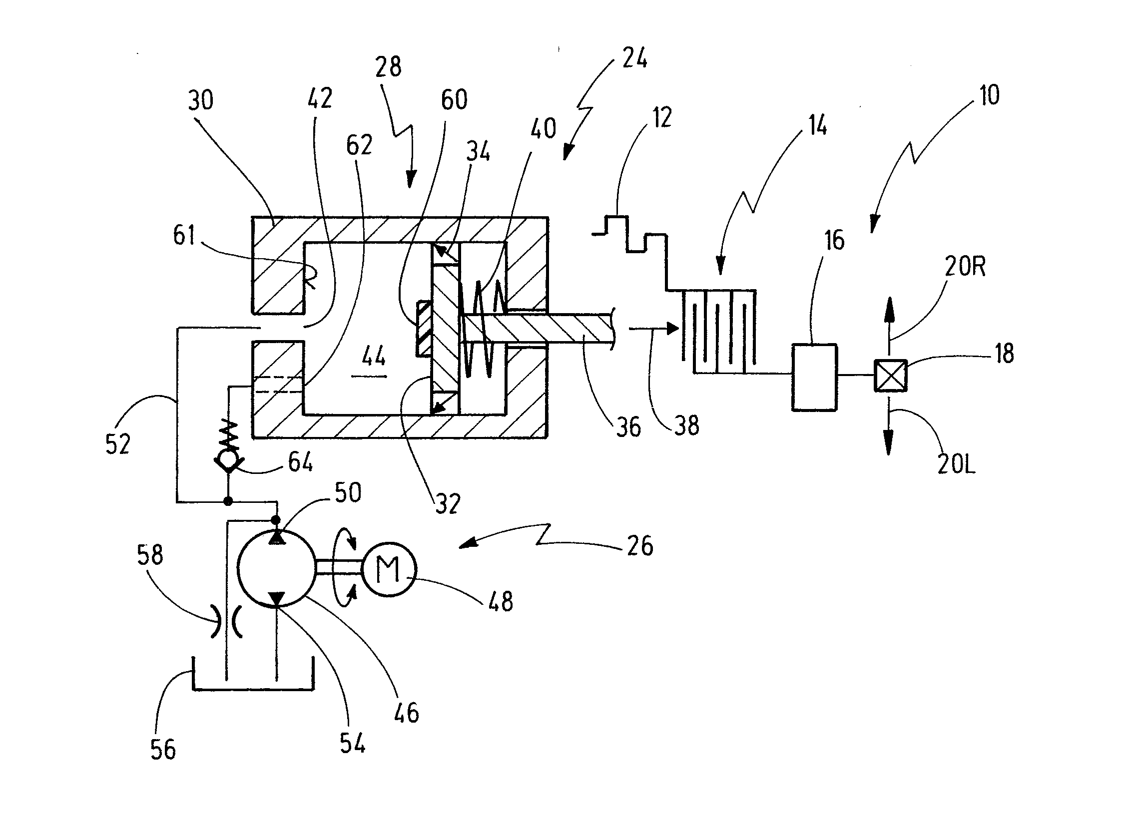 Drivetrain-clutch arrangement and fluid cylinder therefor