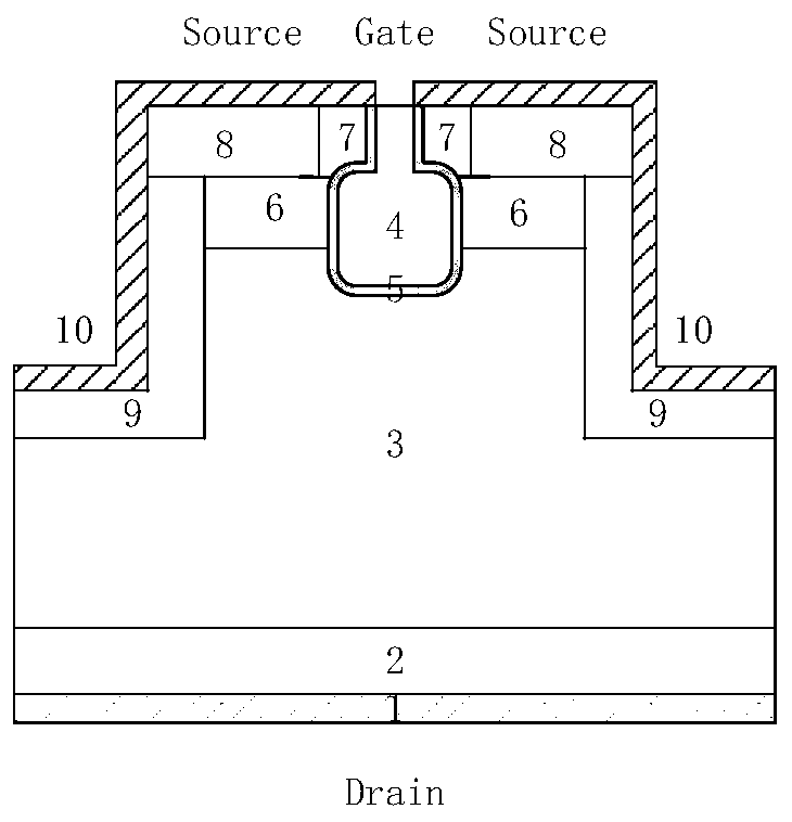 Single-particle reinforced device structure of silicon carbide MOS and preparation method thereof