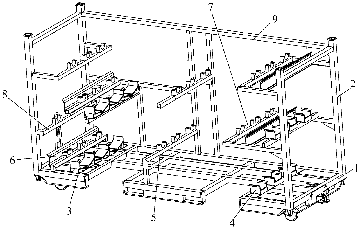 Car sub-silencer assembly sorting material rack