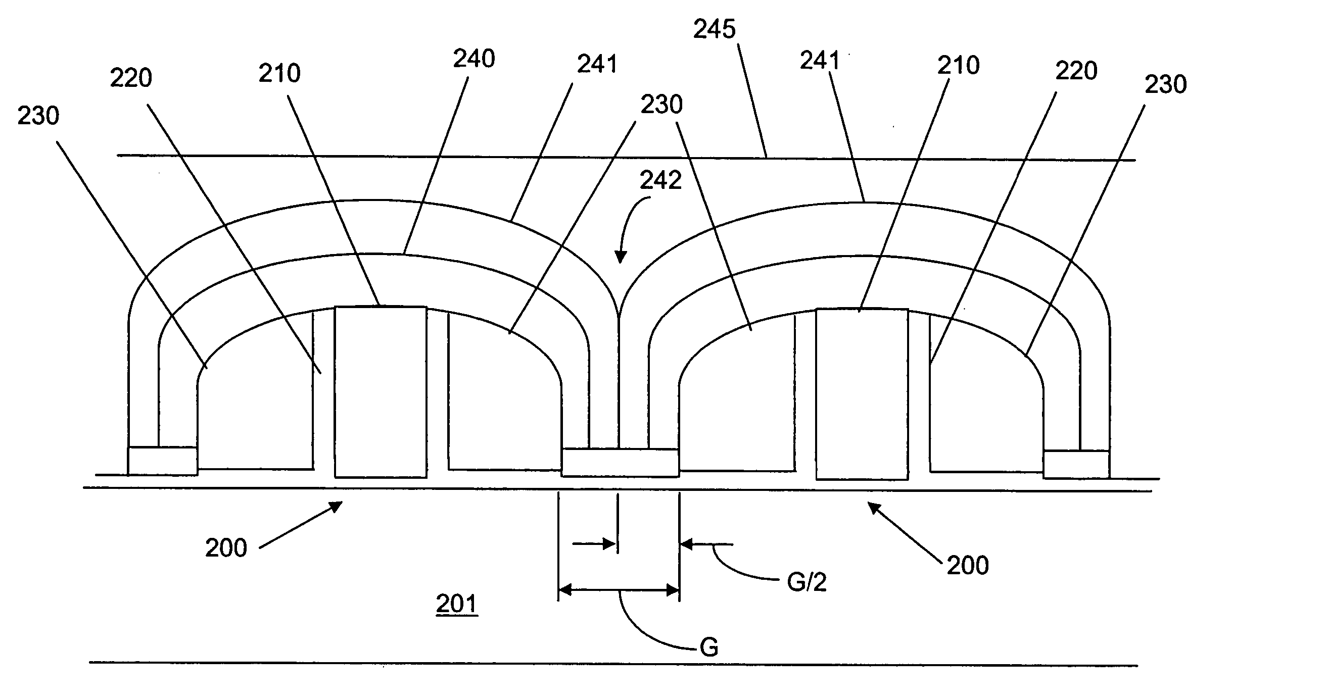 Atomic layer deposition for filling a gap between devices