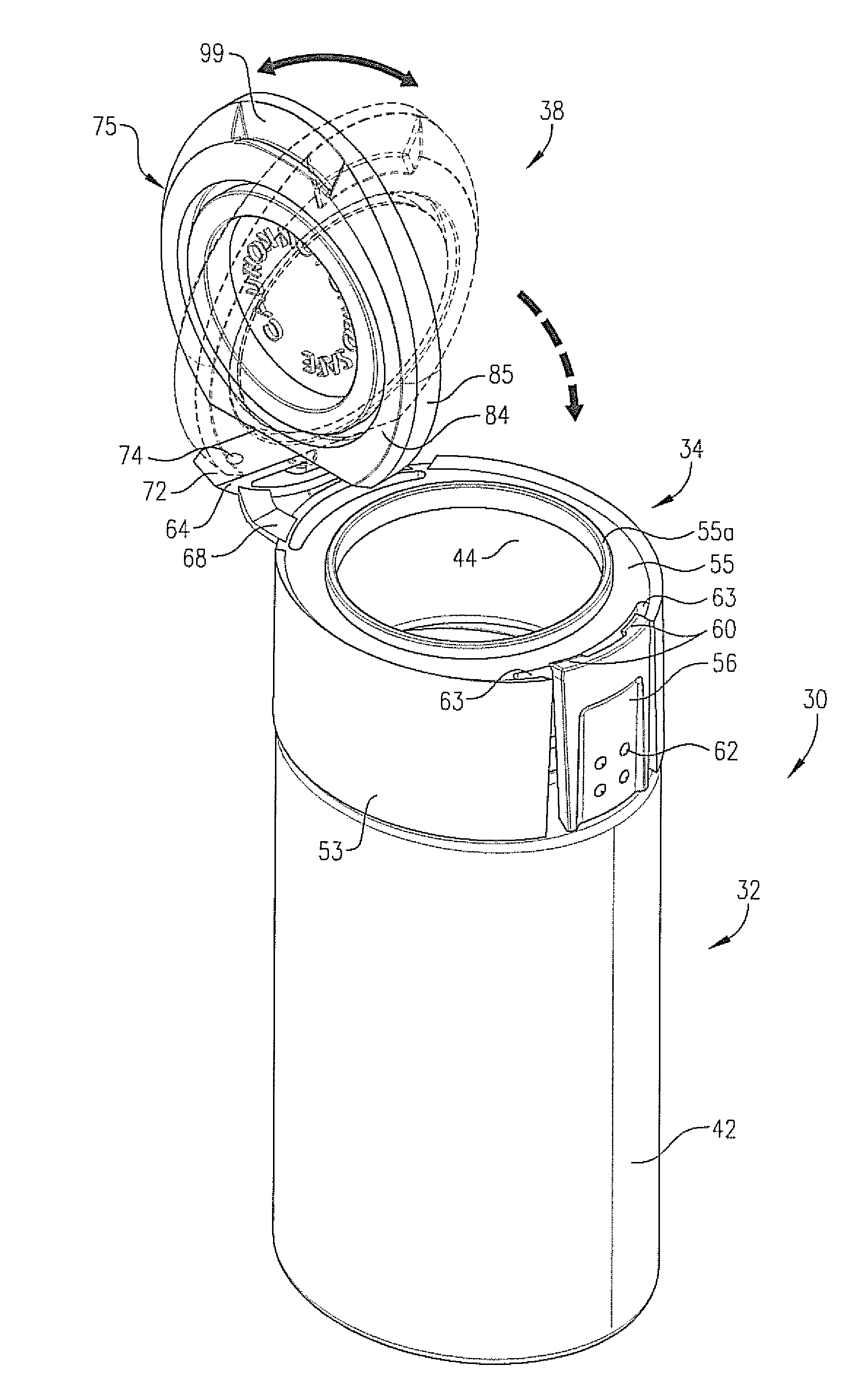 Container having dual-mode closure assembly