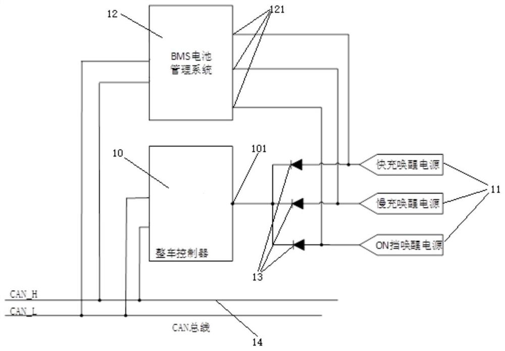 Vehicle control unit wake-up circuit, signal processing module and new energy vehicle