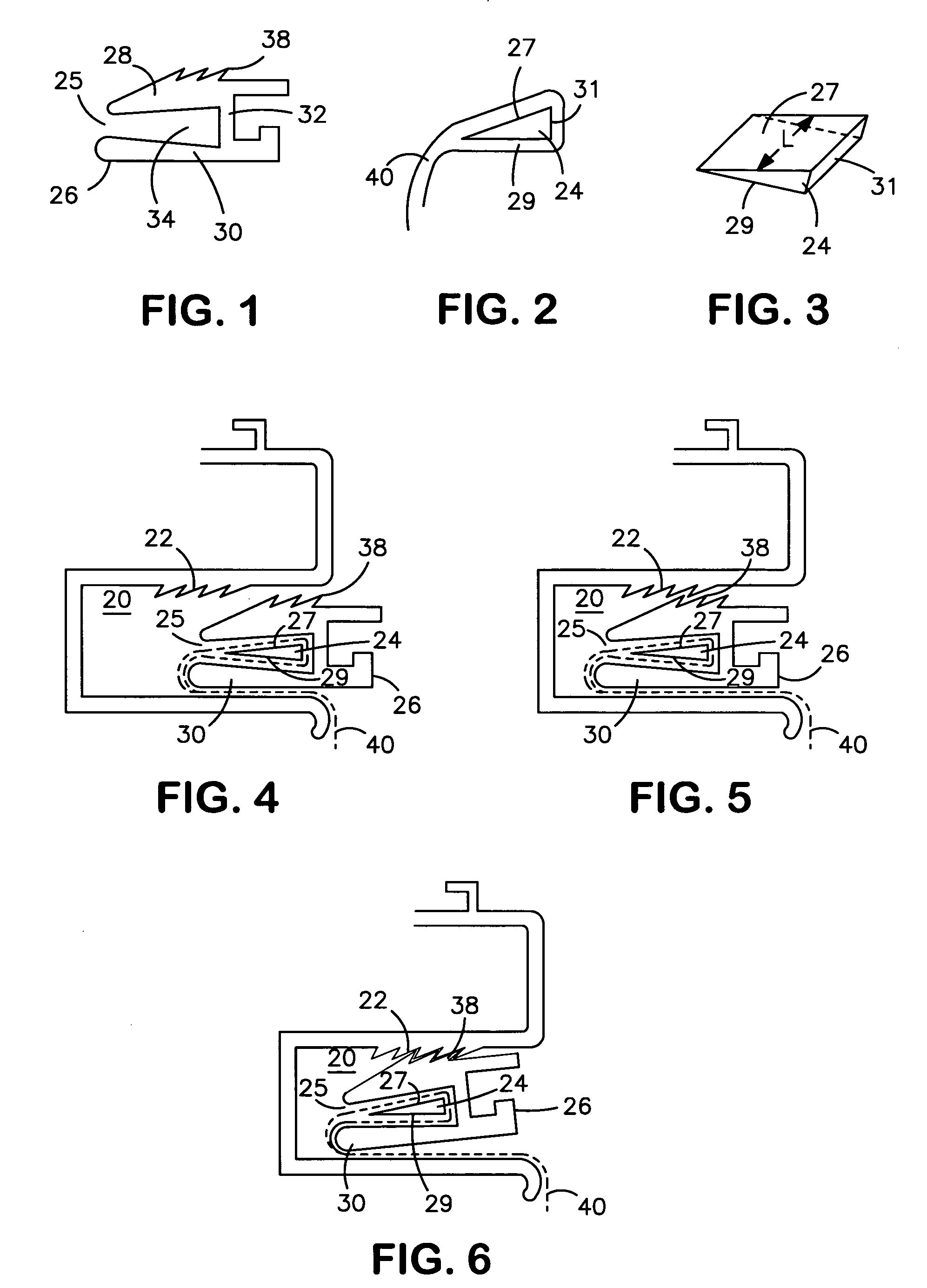 Flexible material tri-wedge bar and clamp assembly for use with a tensioning device