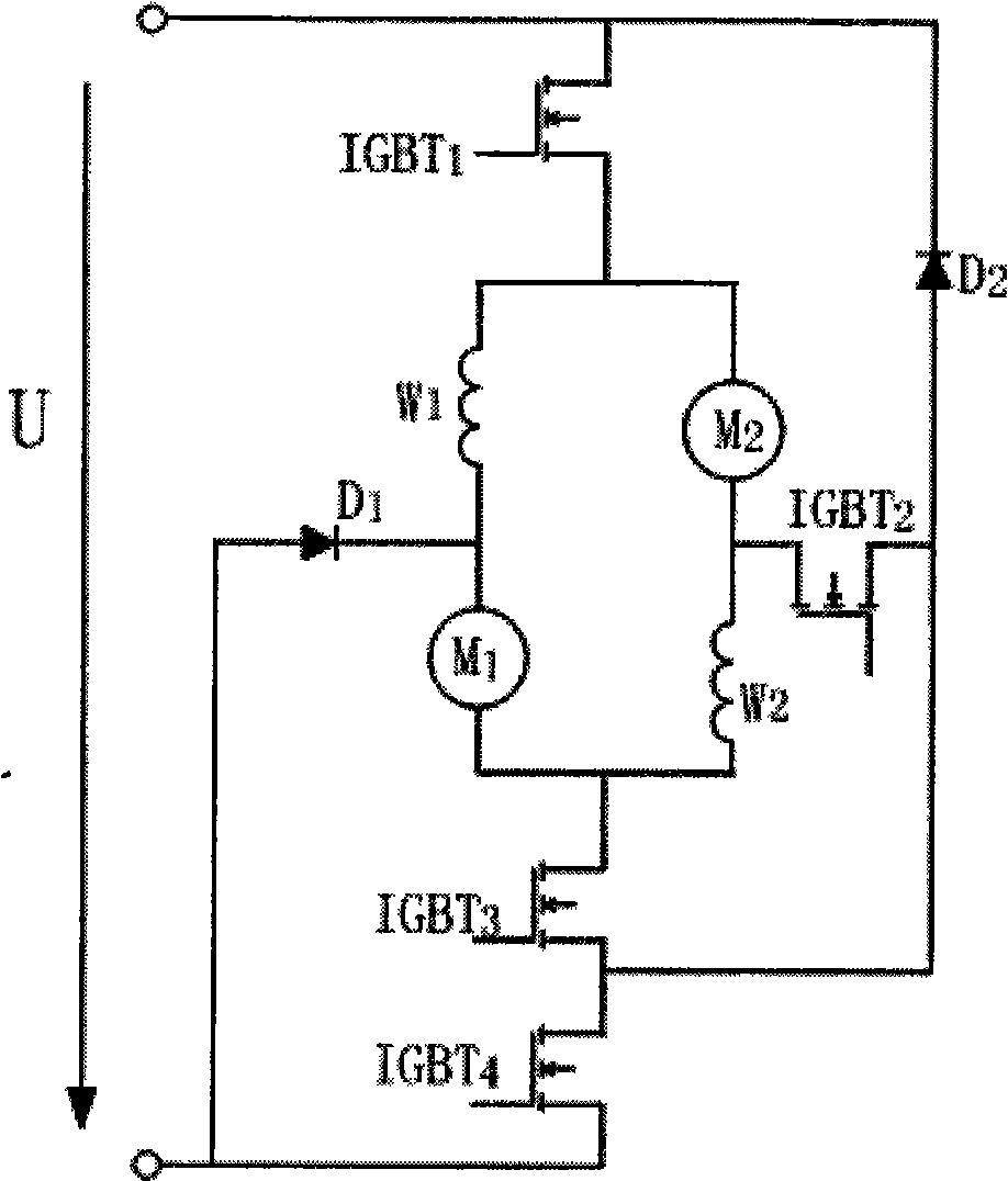 A control system with braking function of series excited direct current cross-connected double motor