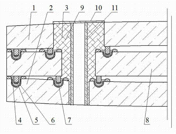 Metal-welded convex double-vacuum-layer glass provided with edges sealed by sealing grooves and sealing strips and provided with mounting hole(s)