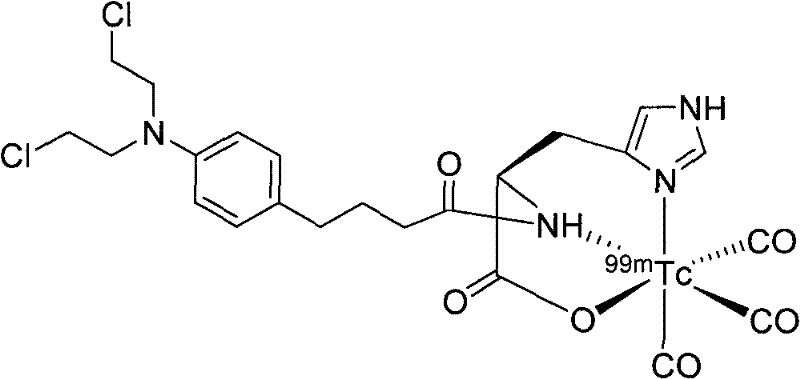 Carbonyl-technetium-labeled chlorambucil complex as well as preparation method and application thereof