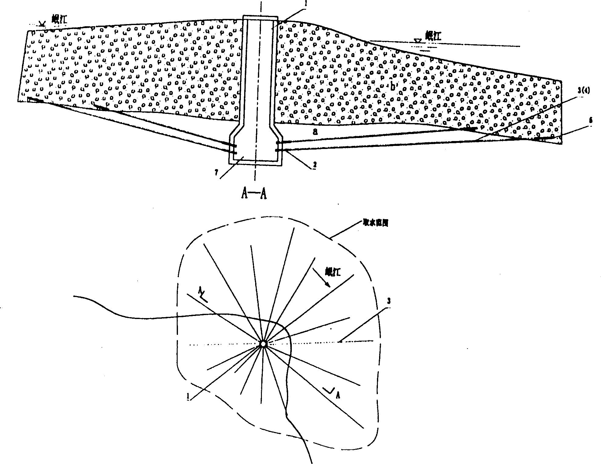 Percolation water intaking method of new engineering structure