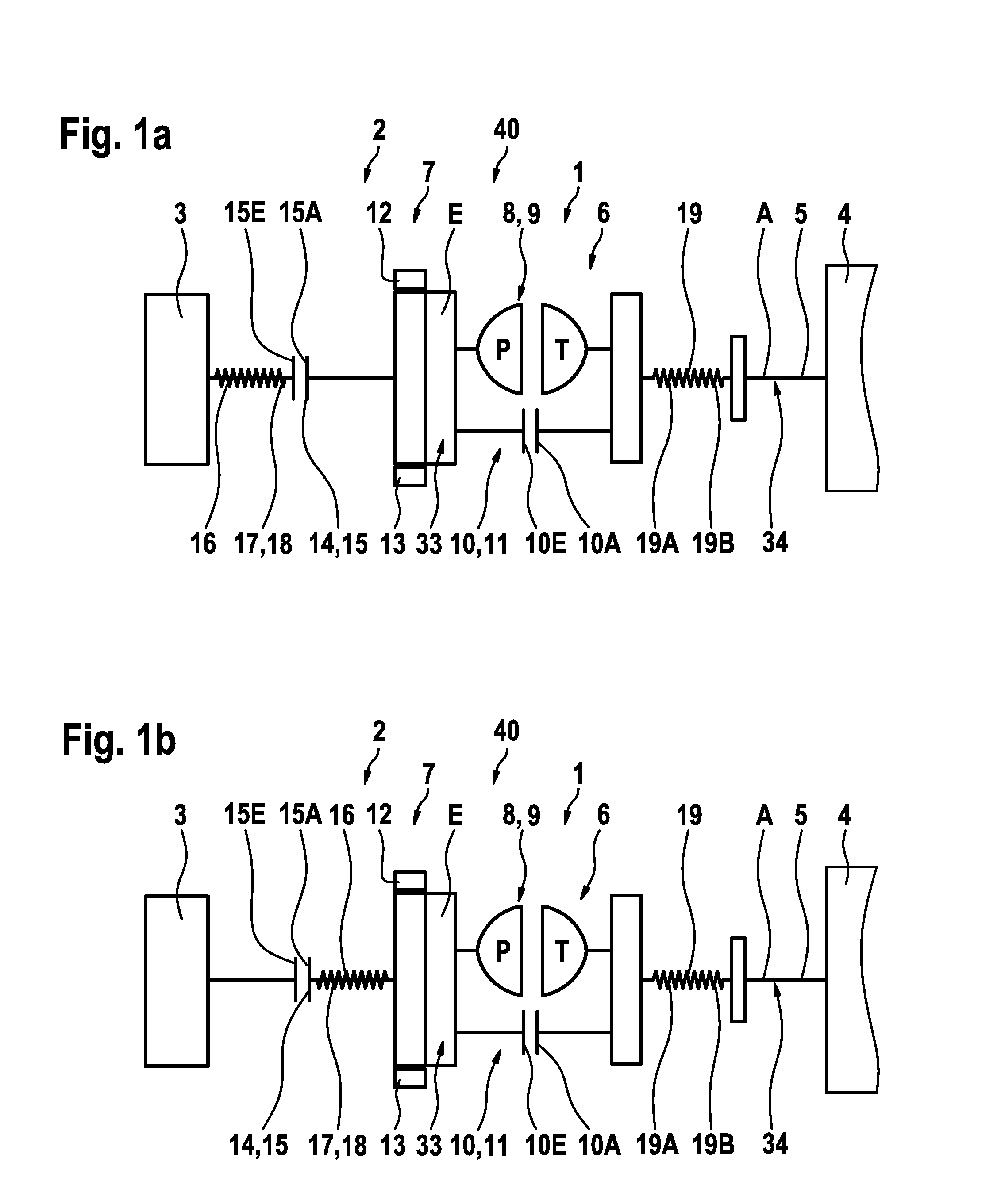 Combined power transmission and drive unit for use in hybrid systems and a hybrid system