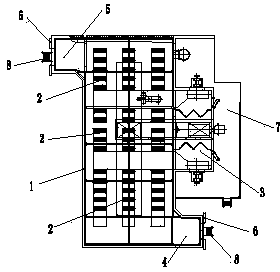 Bottom powder curing device of combined drying tunnel