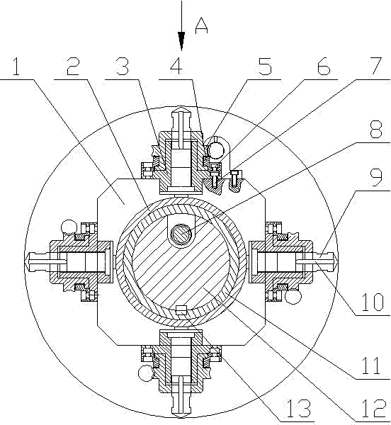 Central supporting bearing of external boring machine