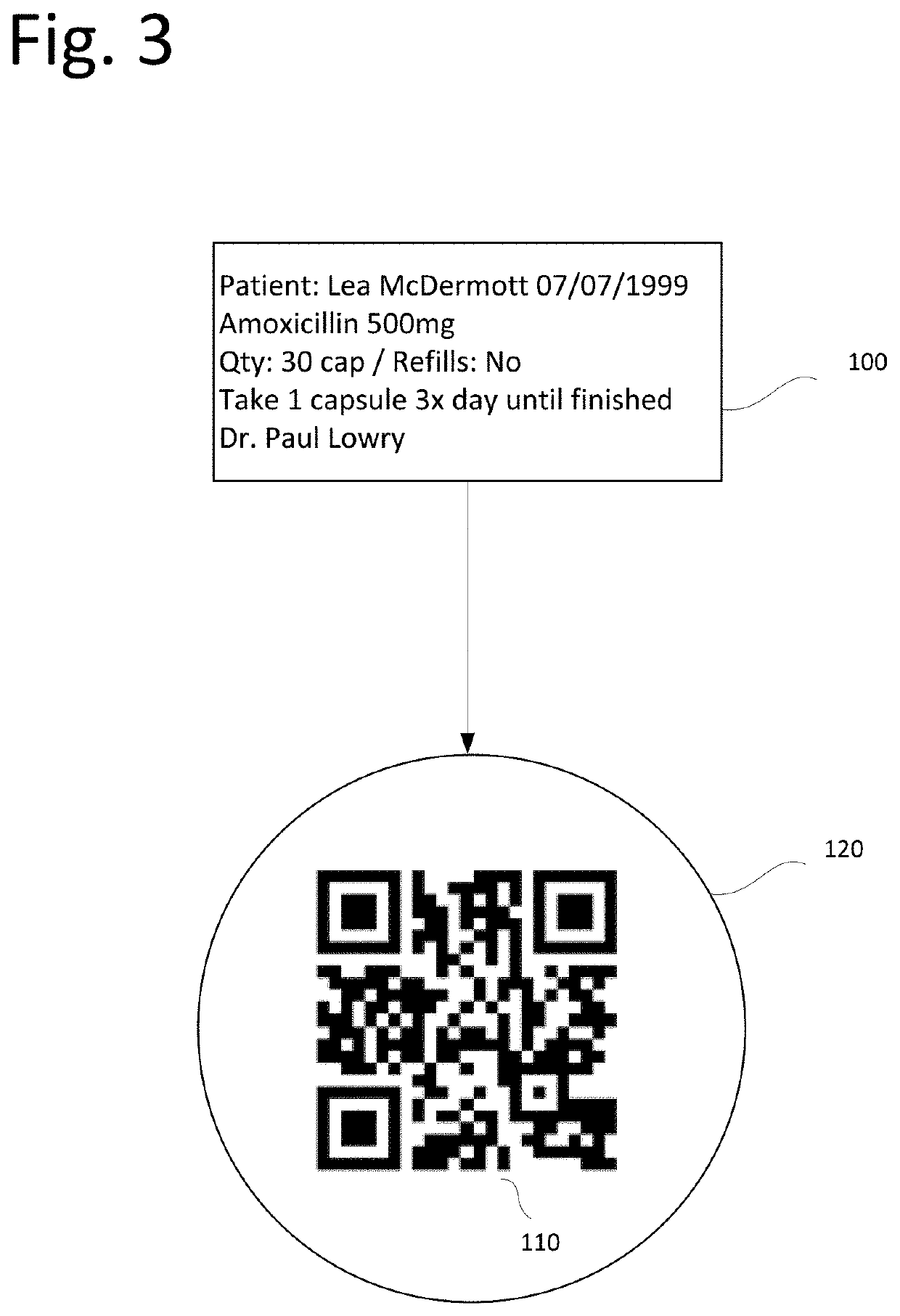 Interiorly positioned machine-readable data labels for prescription compliance