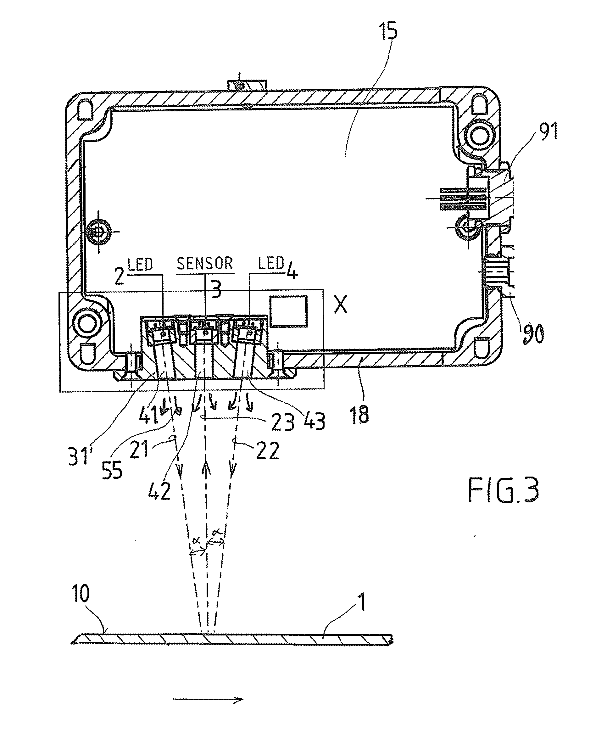 Device for determining the water content of a target