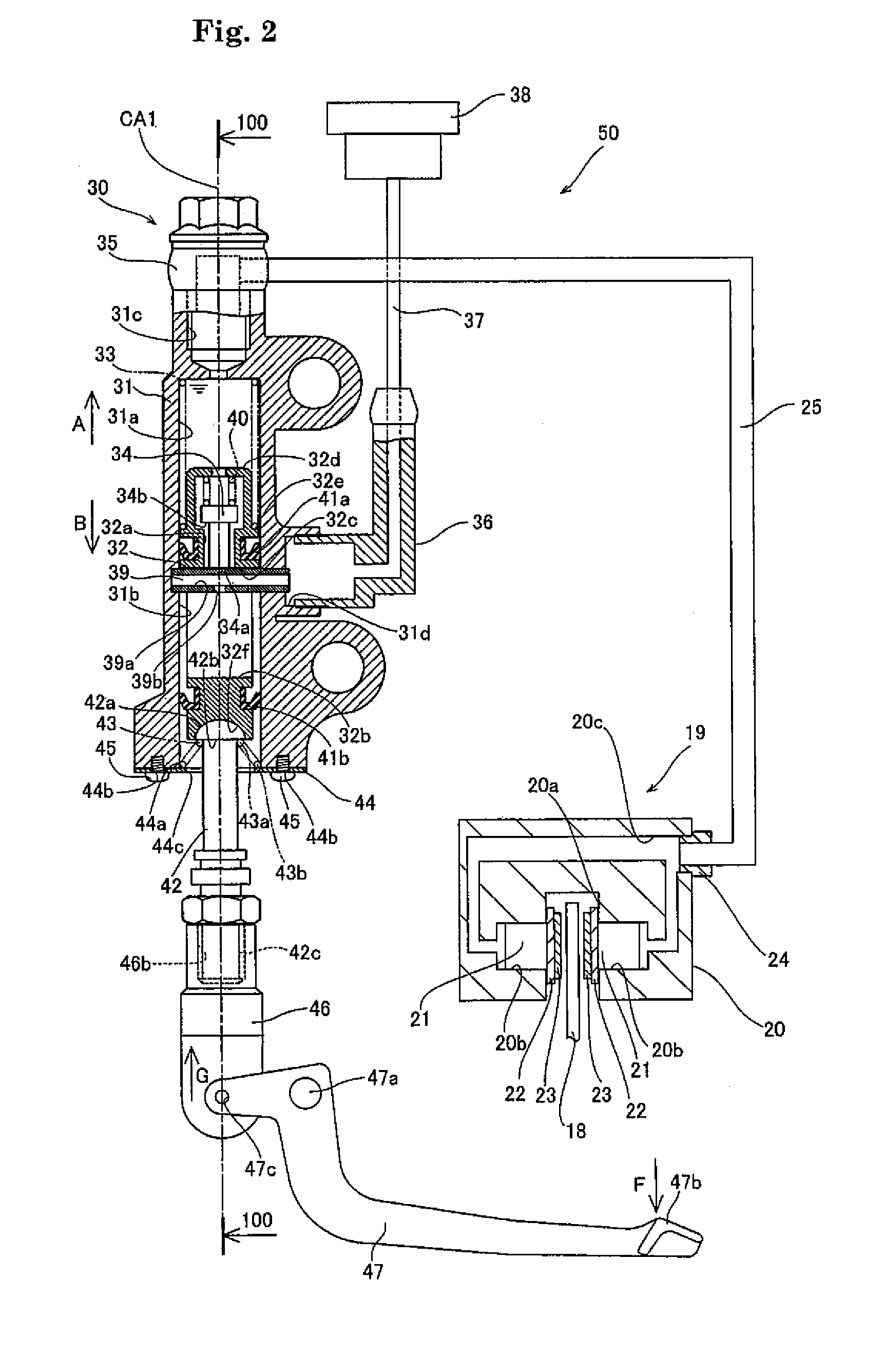 Hydraulic master cylinder and vehicle provided with the same