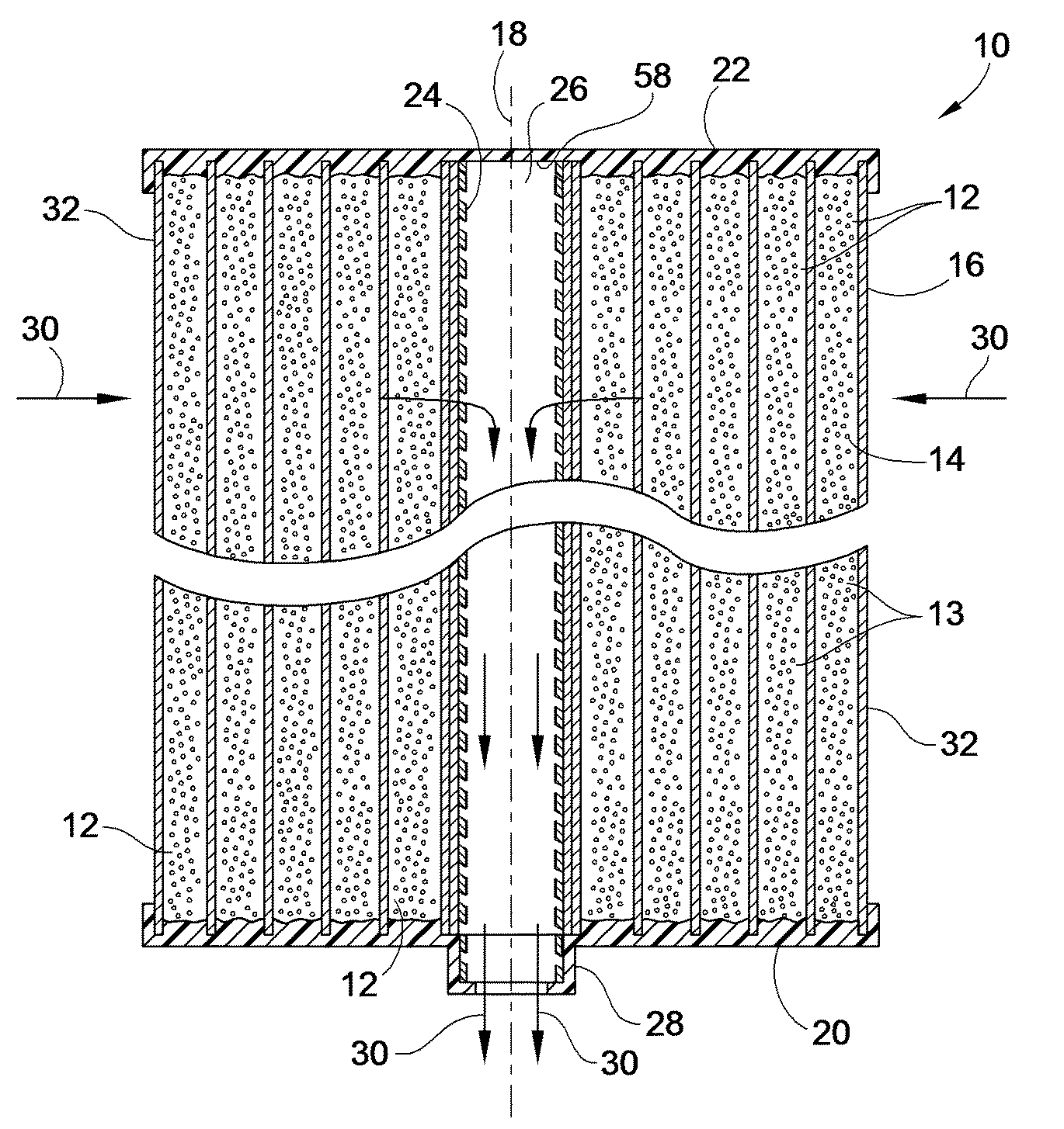 Contaminant Adsorbent Fluted Filter Element