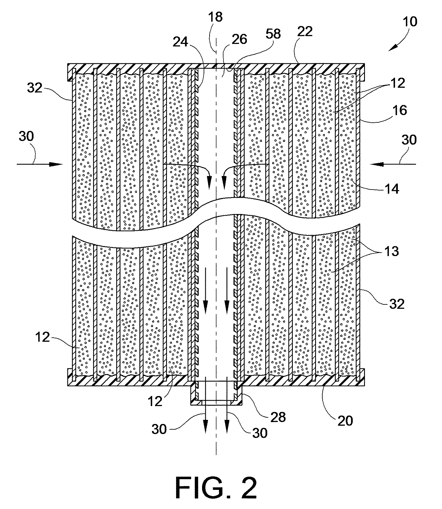 Contaminant Adsorbent Fluted Filter Element