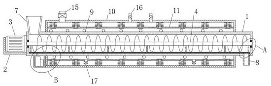 Combined auger conveying device and auger conveying system