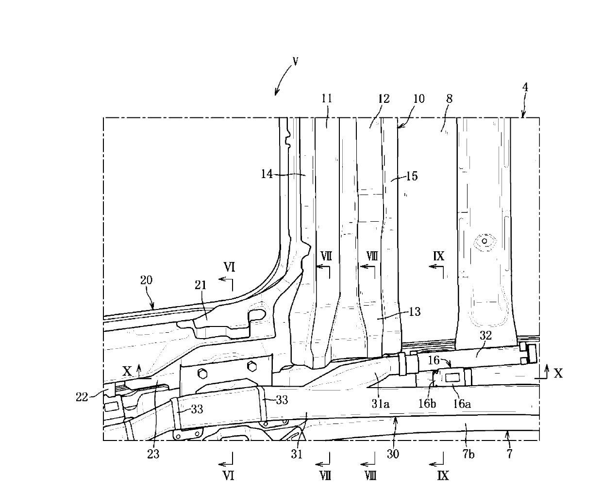 Upper vehicle-body structure of vehicle