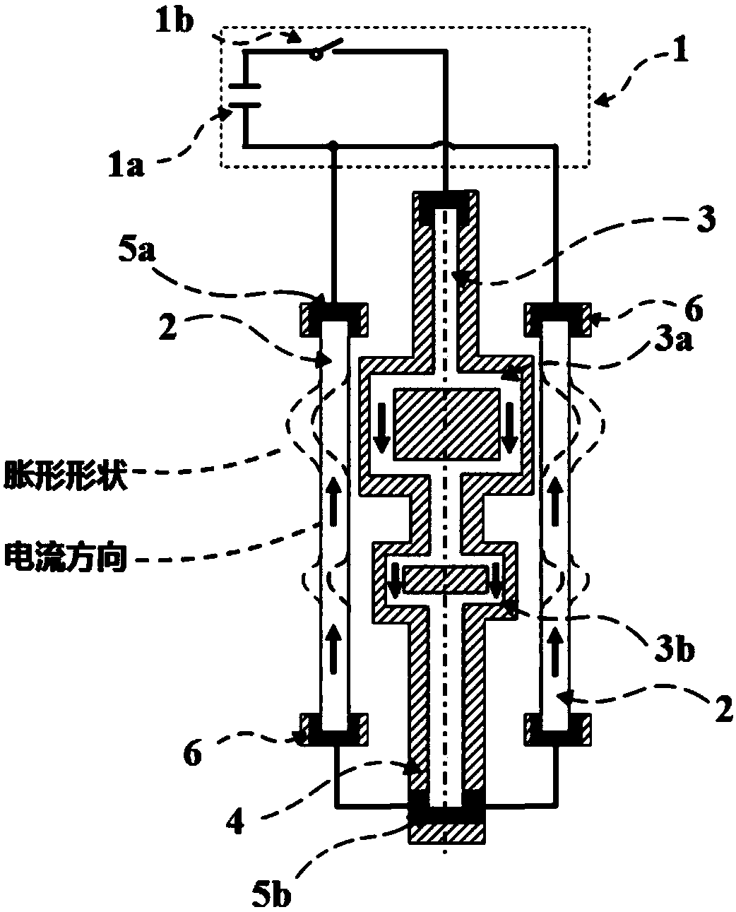 Metal pipe fitting forming device and method based on through-flow mode