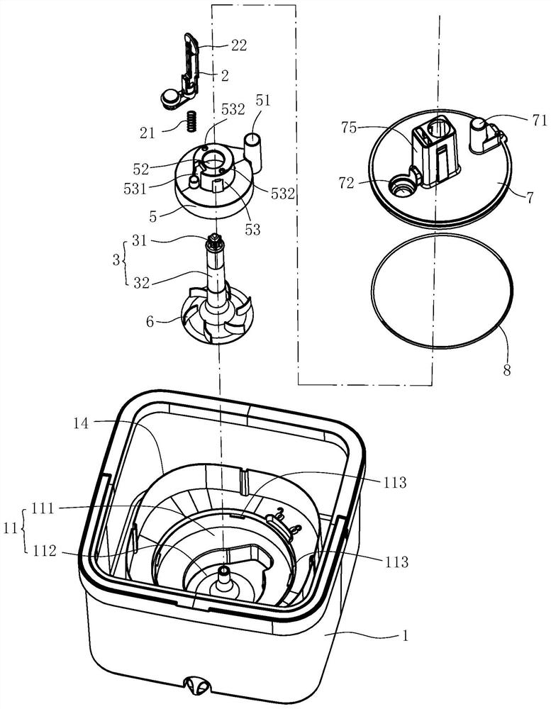 Water pump installation structure of mop cleaning barrel