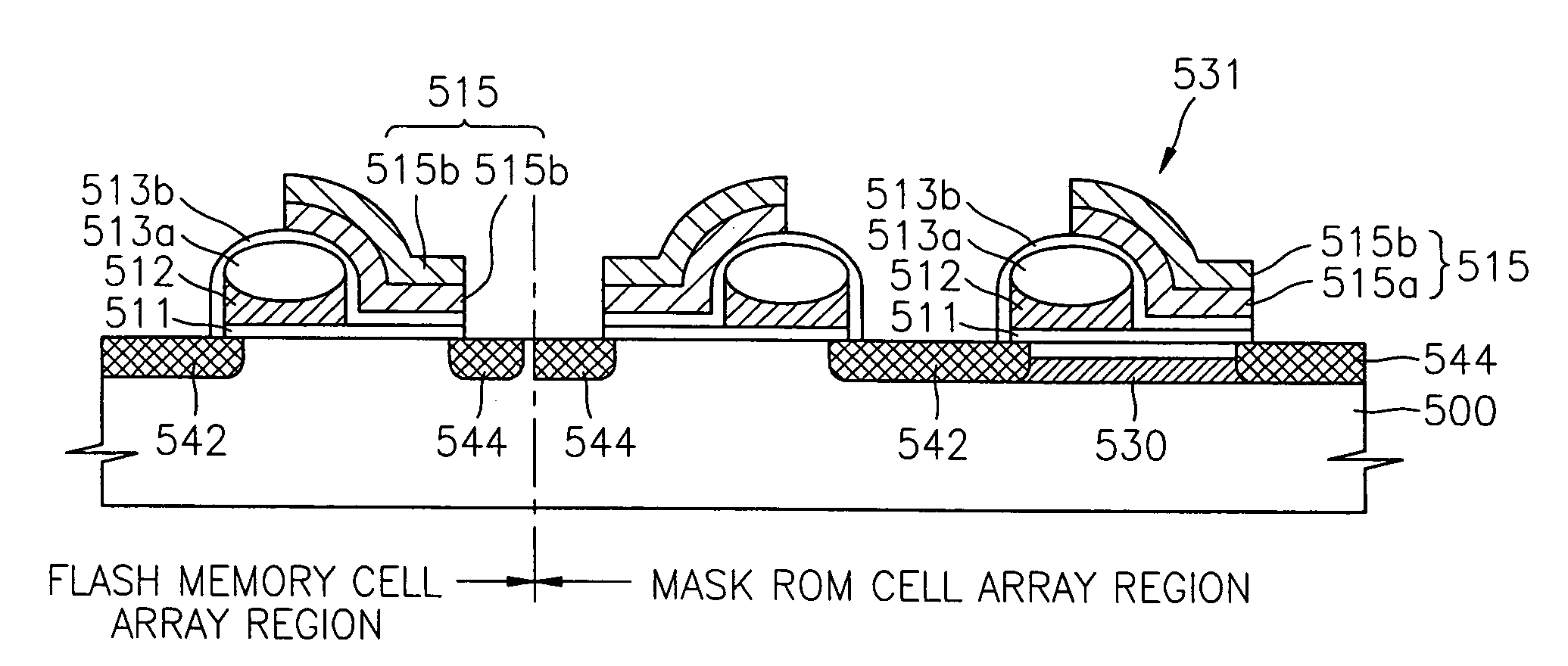 Semiconductor memory device including a flash memory cell array and a mask read-only memory cell array