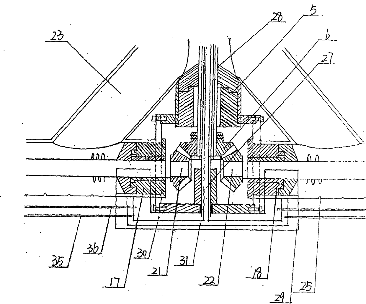 Material-strewing device of all-electric hexagonal glass Melting Furnace