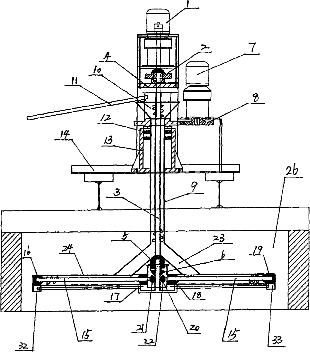 Material-strewing device of all-electric hexagonal glass Melting Furnace