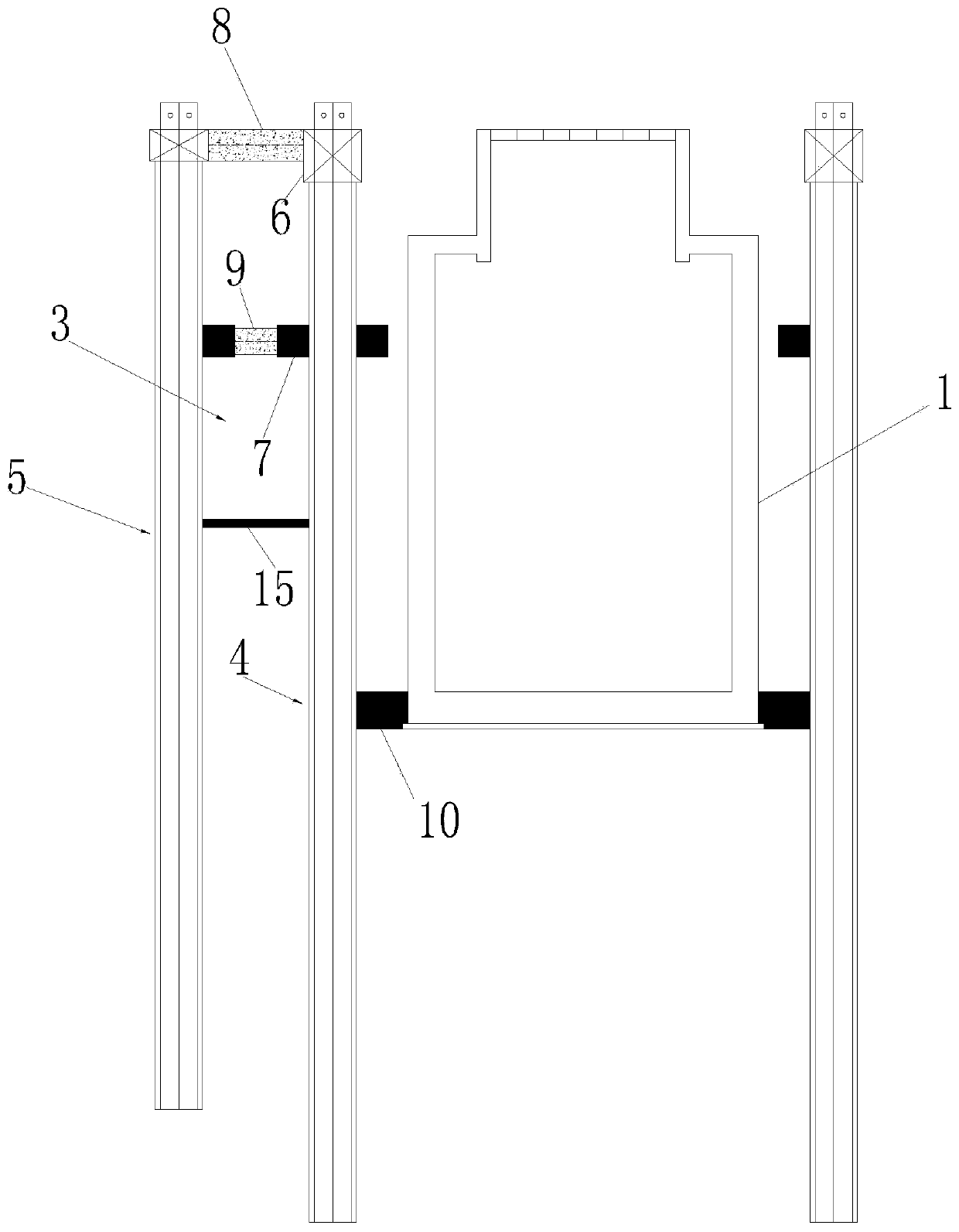 Guiding device for supporting construction of foundation pit in narrow zone and construction method