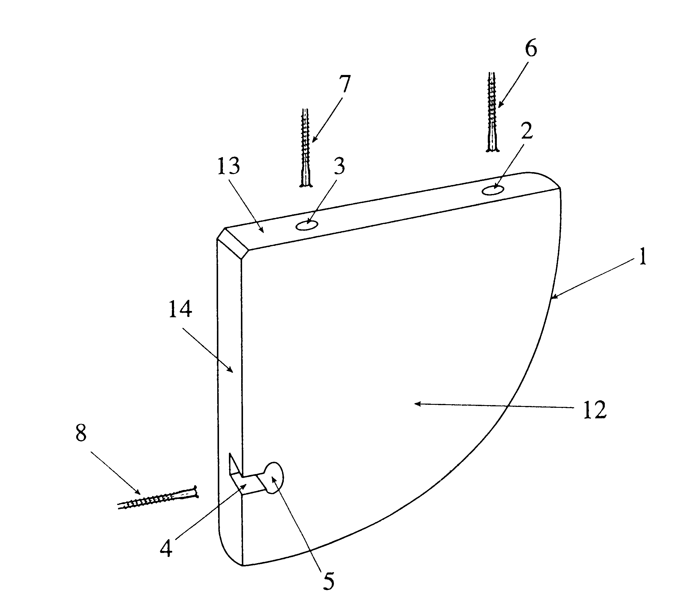 Corner shelf and fixing system