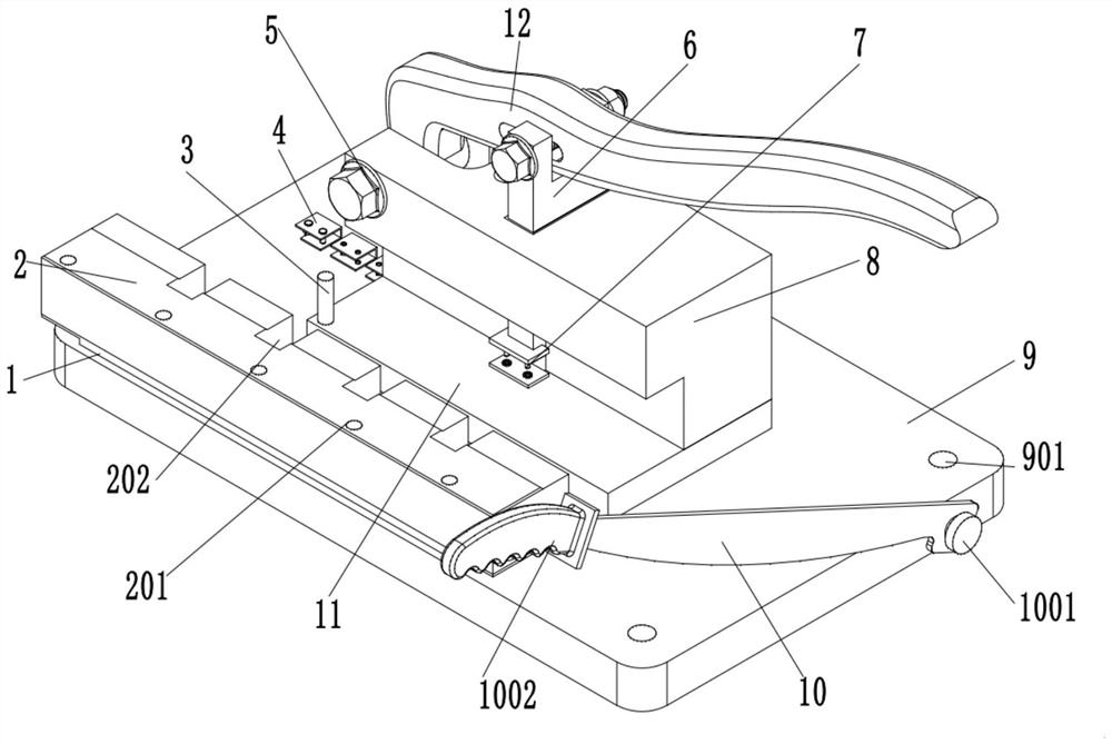 Clamping piece type binding device for printed matter