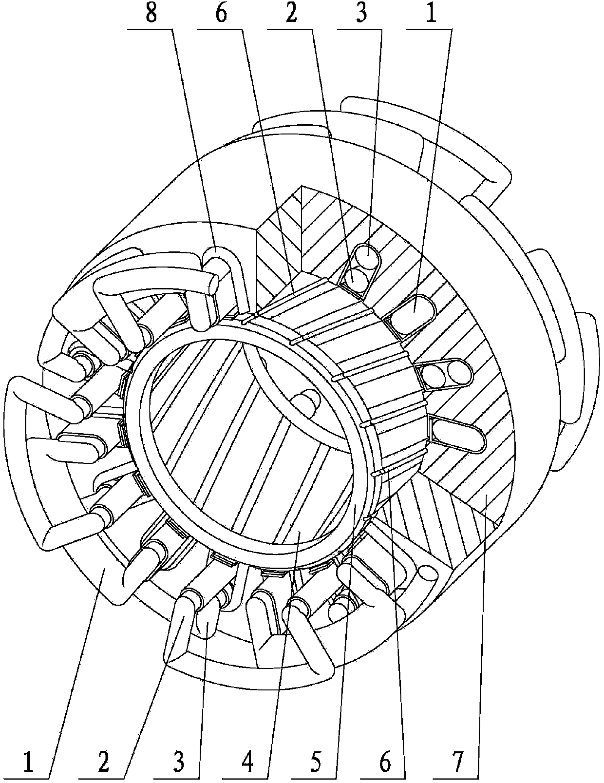 Concentrically-split-type stator and stator winding centralized assembling method