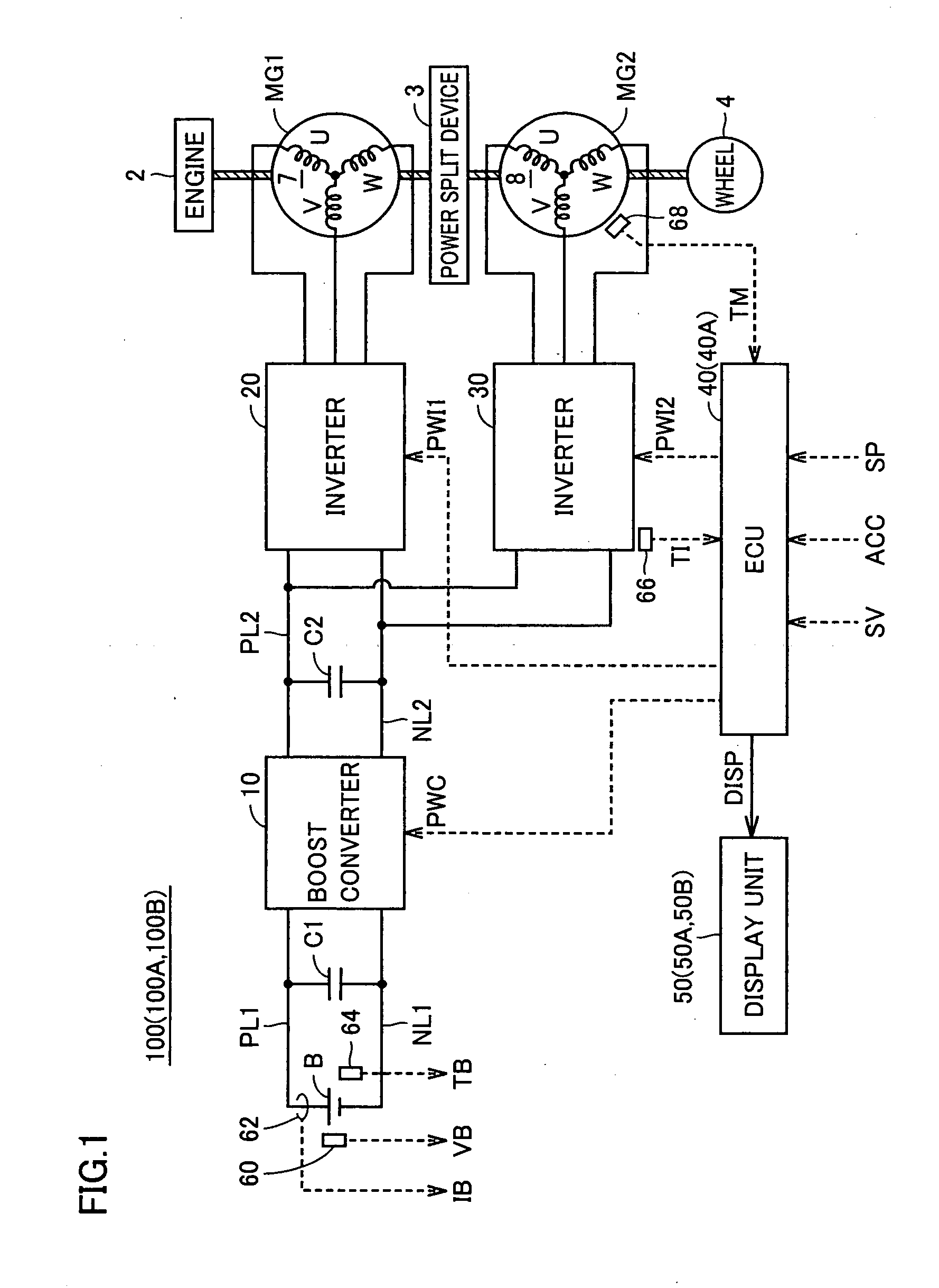 Hybrid vehicle with internal combustion engine and electric motor installed