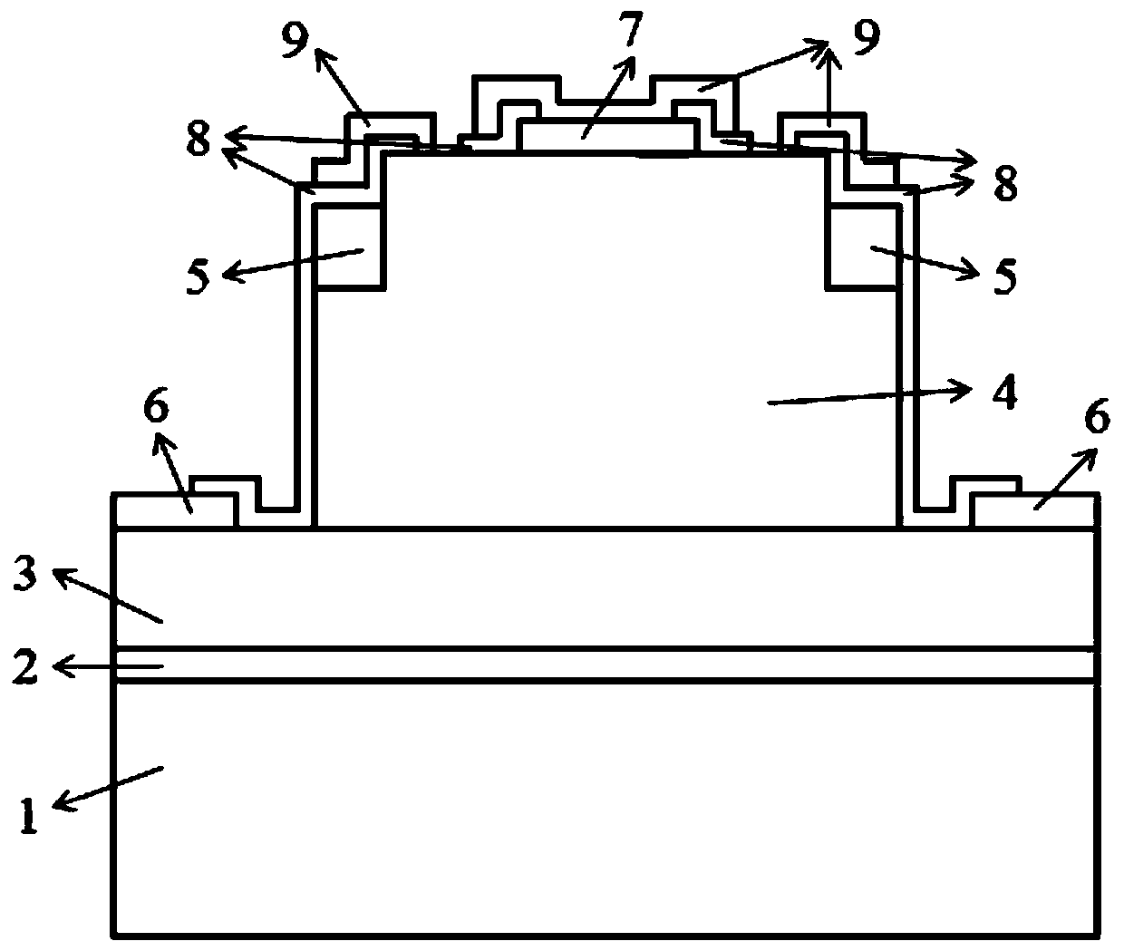 Vertical GaN Schottky device structure with high breakdown voltage and low reverse electric leakage